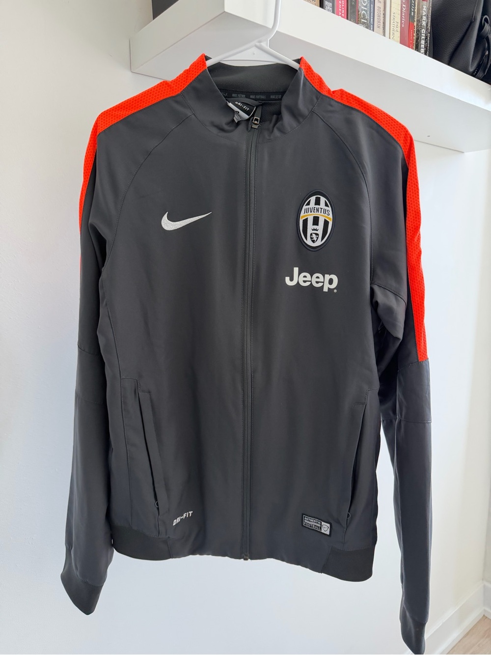Rare Vintage Nike x Juventus Men's Gray Track Jacket with Orange Accents